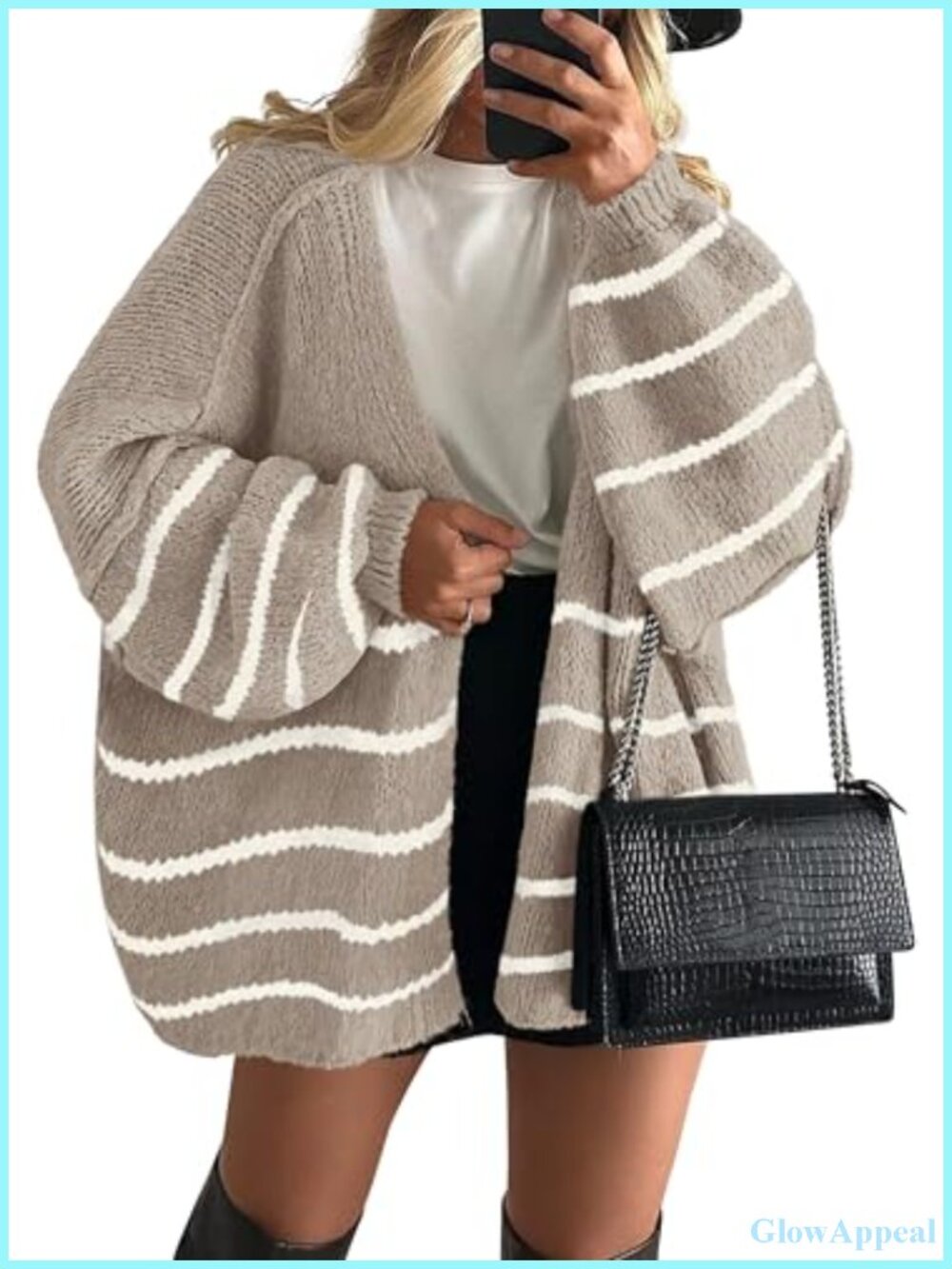 Open Front Oversized Knit Cardigan Sweater Long Sleeve Drop Shoulder
